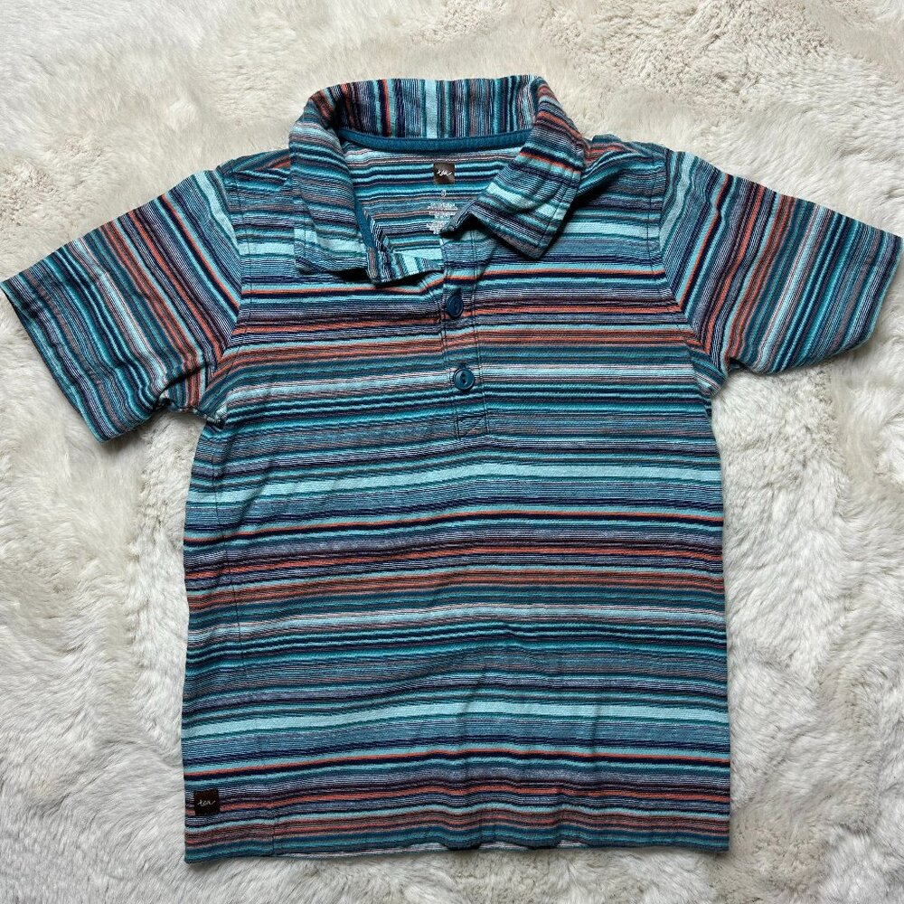 Tea Collection Teal Orange Classic Striped Polo - Size 6